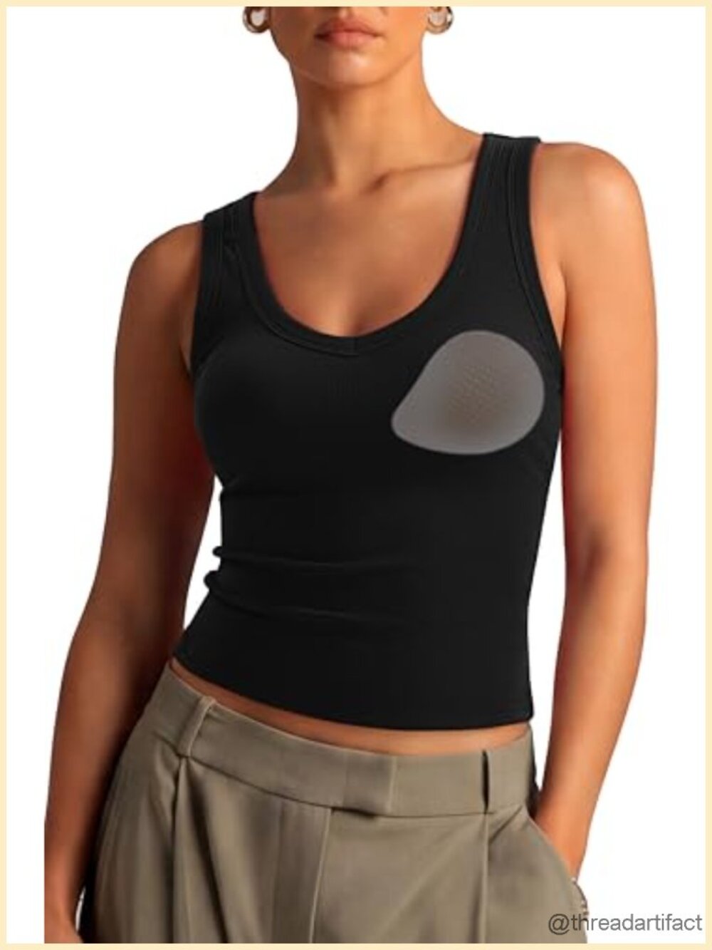 Women Cotton Ribbed Summer Casual Tank Top Padded Loose Fit Sleeveless